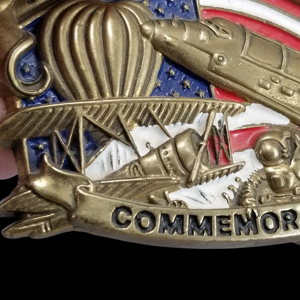 American Aviation 1984 Commemorative Solid Brass‎ Belt Buckle Baron Buckles USA